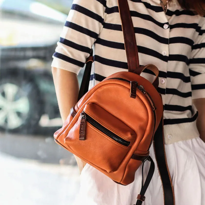 

OLN 2021 Fashion Women Backpack High Quality Female Soft Genuine Leather School Bag For Girls Vintage Ladies Travel Backpacks