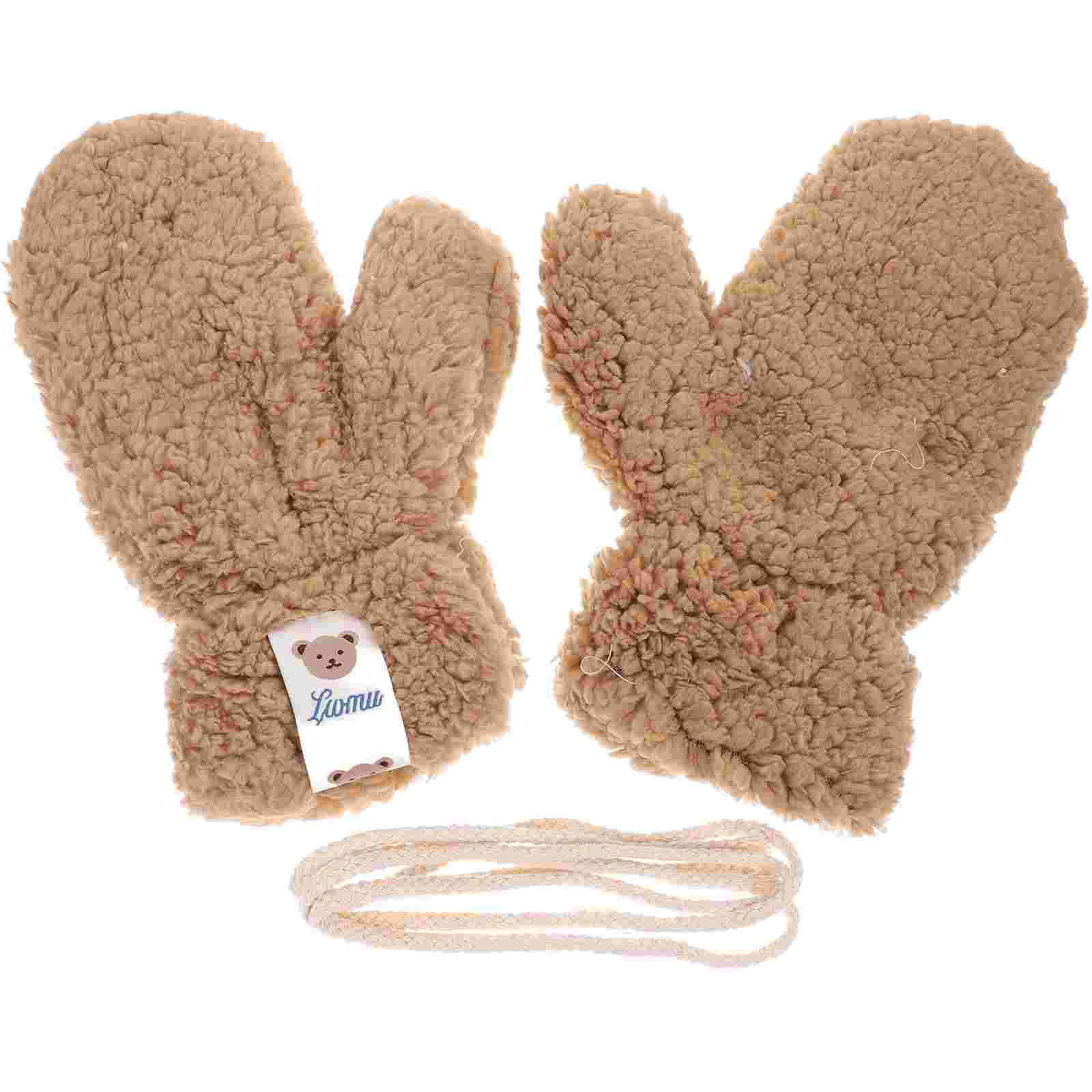 

1 Pair Winter Plush Mittens Cartoon Warm Thickened Gloves Skiing Snow Gloves