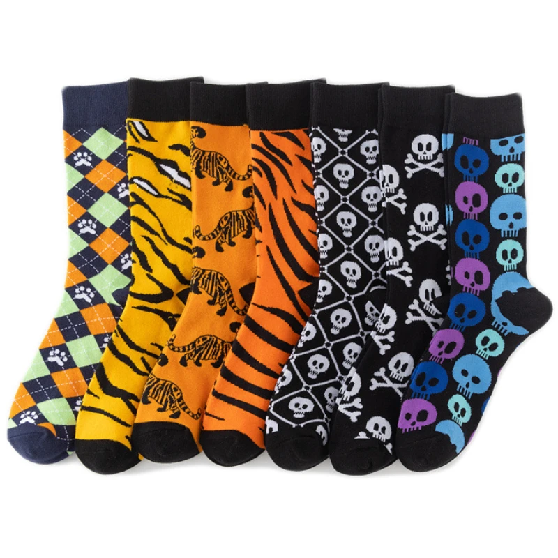 new-funky-skull-socks-men-tiger-cartoon-alien-novita-hip-hop-orange-crazy-trend-socks-gift