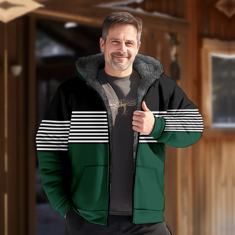 Мужские зимние куртки пальто хлопковая одежда с креативным рисунком в полоску