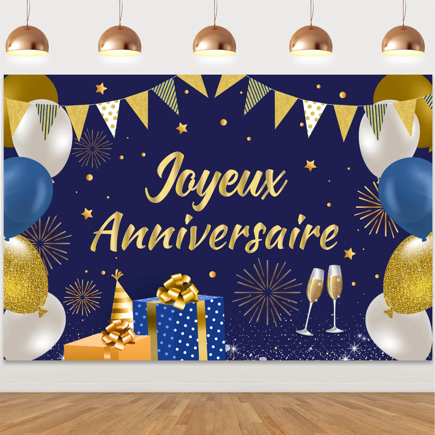 

Encre Bleu Français Joyeux Anniversaire Fond Tissu Joyeux Anniversaire Décorations De Fête Fond Photo Pour Homme Femme Backdrop