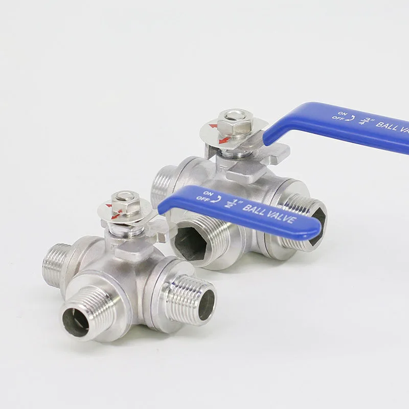 Шаровой кран 1/2 дюйма 3/4 1 дюйм 1-1/4 2 трехходовой из нержавеющей стали 304 с резьбой BSP