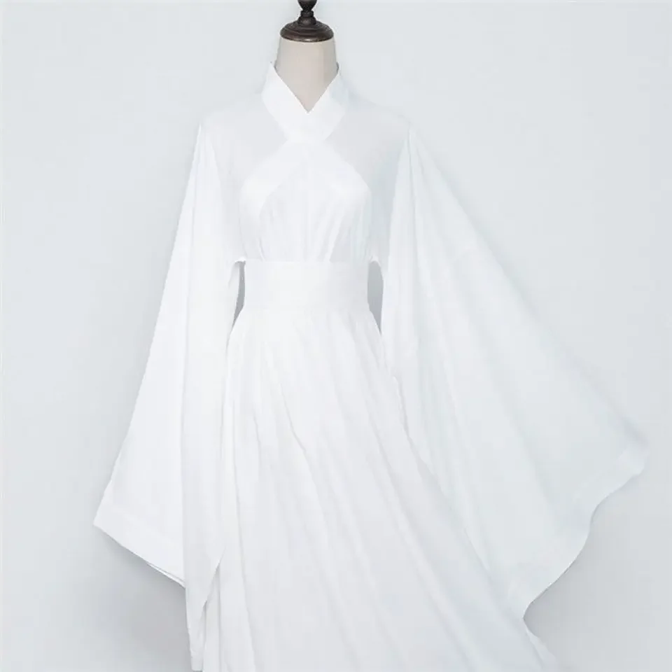 Китайская традиционная одежда Hanfu для женщин и мужчин белые черные топы юбка