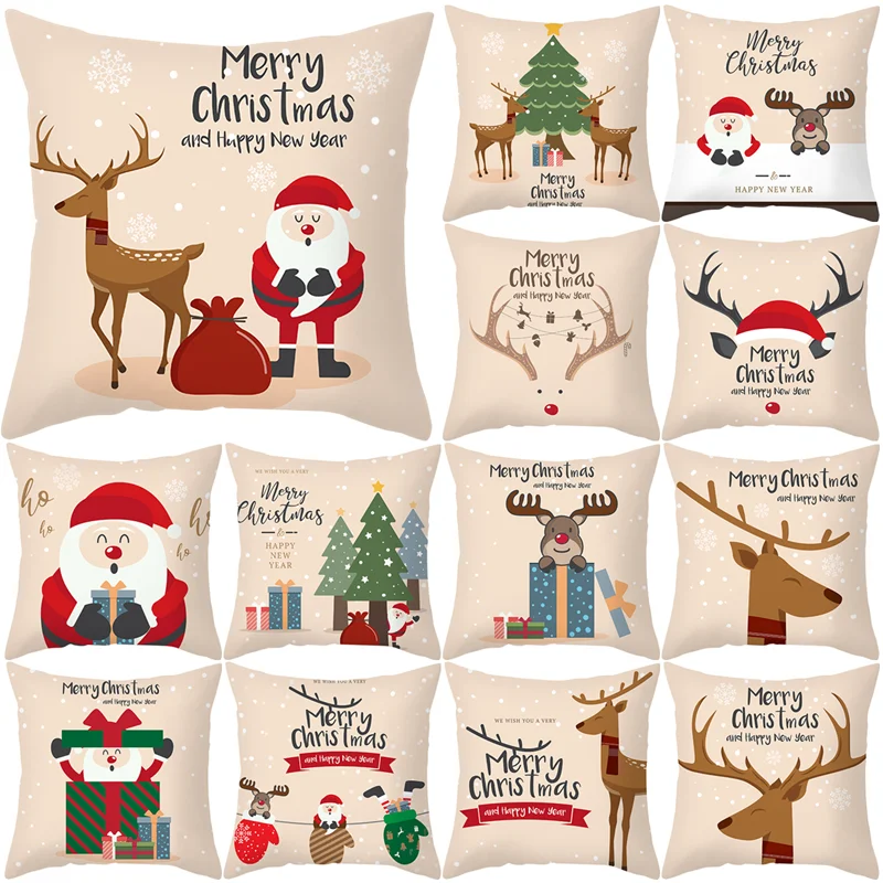 

Merry Christmas Cushion Cover Santa Claus Elk Christmas Decoration for Home 2022 Christmas Ornaments Natal Navidad New Year 2023