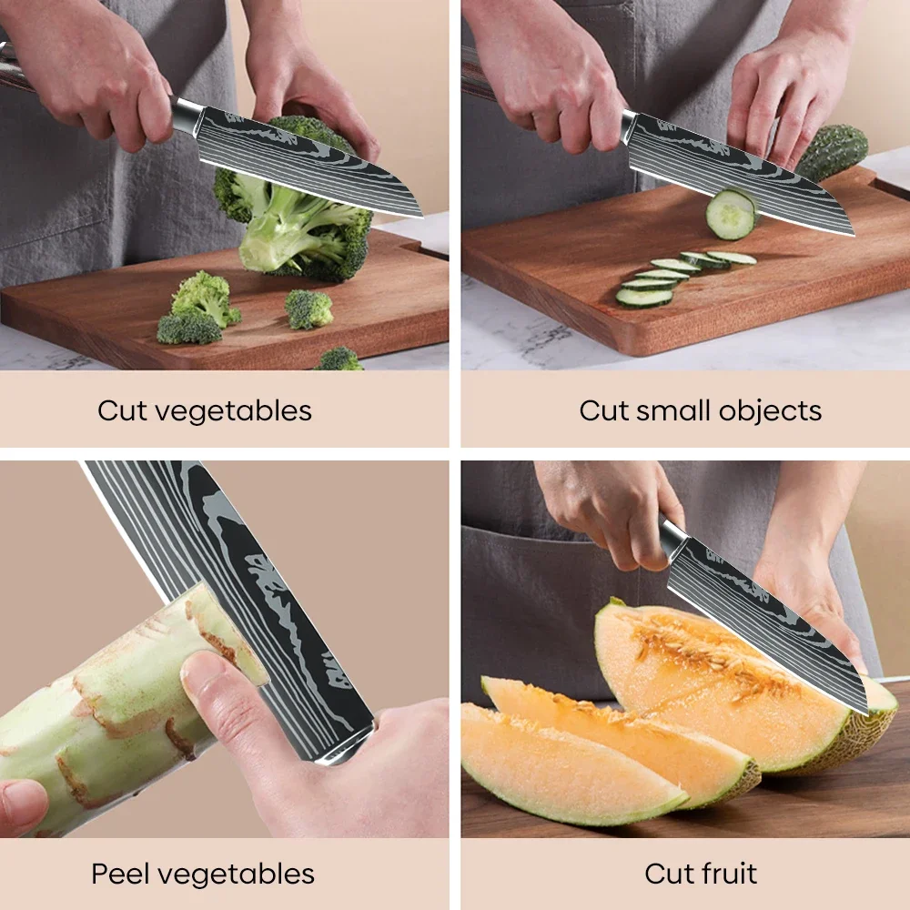 7CR1 7 набор кухонных ножей из нержавеющей стали 1-4 шт. острые ножи для нарезки