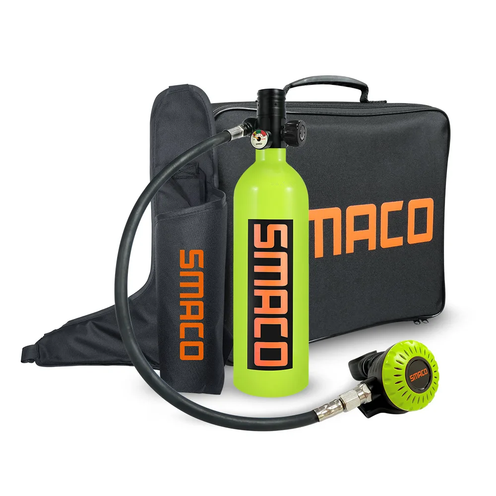 SMACO S400plus portable diving equipment 1L Oxygen Tank respirator with belt zipper bag set Scuba Diving Equipment