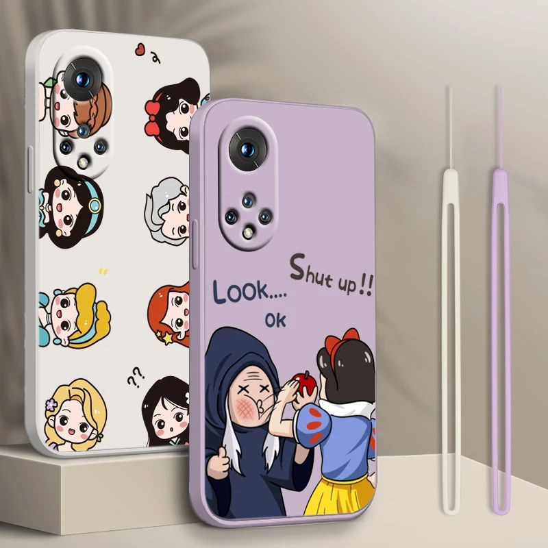 

Disney Snow White Cute For Honor X7 X8 60 50 30 20 X20 10X Pro Plus Lite Liquid Rope Silicone Candy Cover Phone Case