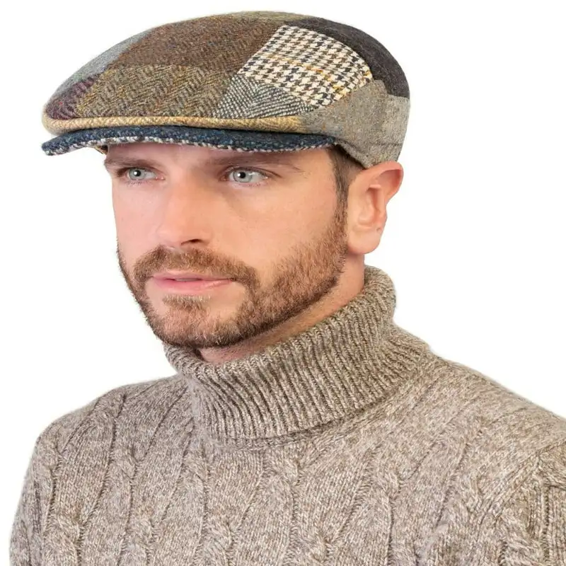 Hats Donegal Tweed Vintage Patchwork Flat Driving  100% Wool Handcrafted in Ireland