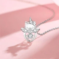 kawaii sanrio hello kitty necklace anime ktcat cute cartoon sweet girly heart jewelry pendant student gifts for girls