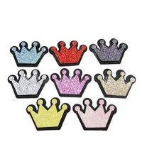 16pcslot 3x2cm shinyglittered crown padded appliqued for diy handmade children hair clip accessories hat shoes patches