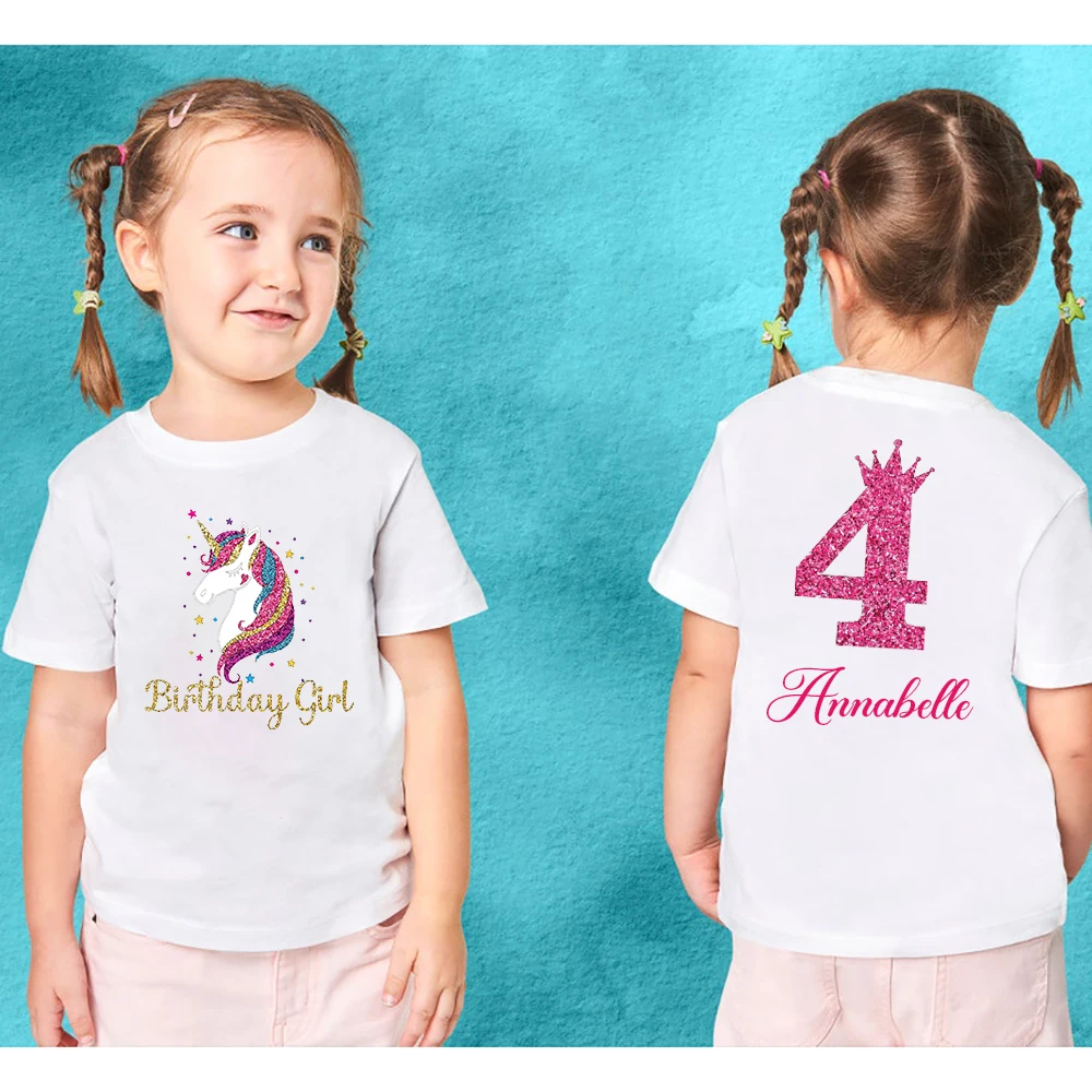 Персонализированная футболка с единорогом на день рождения принтом задней