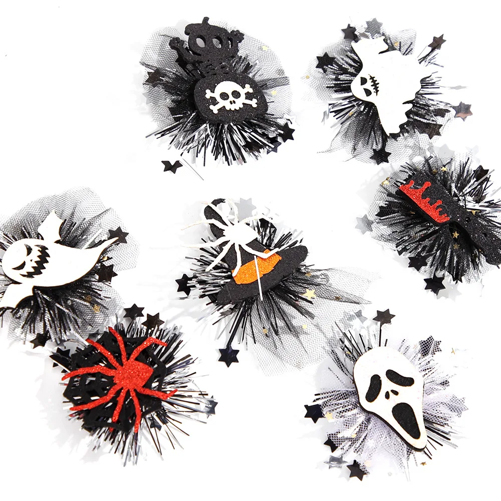 

Spider Pumpkin Mesh Side Hair Clip Halloween Hairpin Children's Headdress Halloween Party Decoration Women Girl Hair Accessories