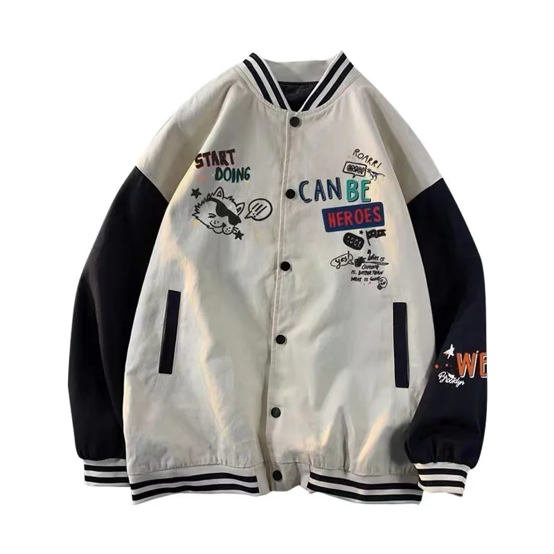 

2023 New Spring Autumn Embroidery Baseball Jackets Women's Coat Men's Couple Bomber Unisex Boyfriend Style Varsity Hiphop Street