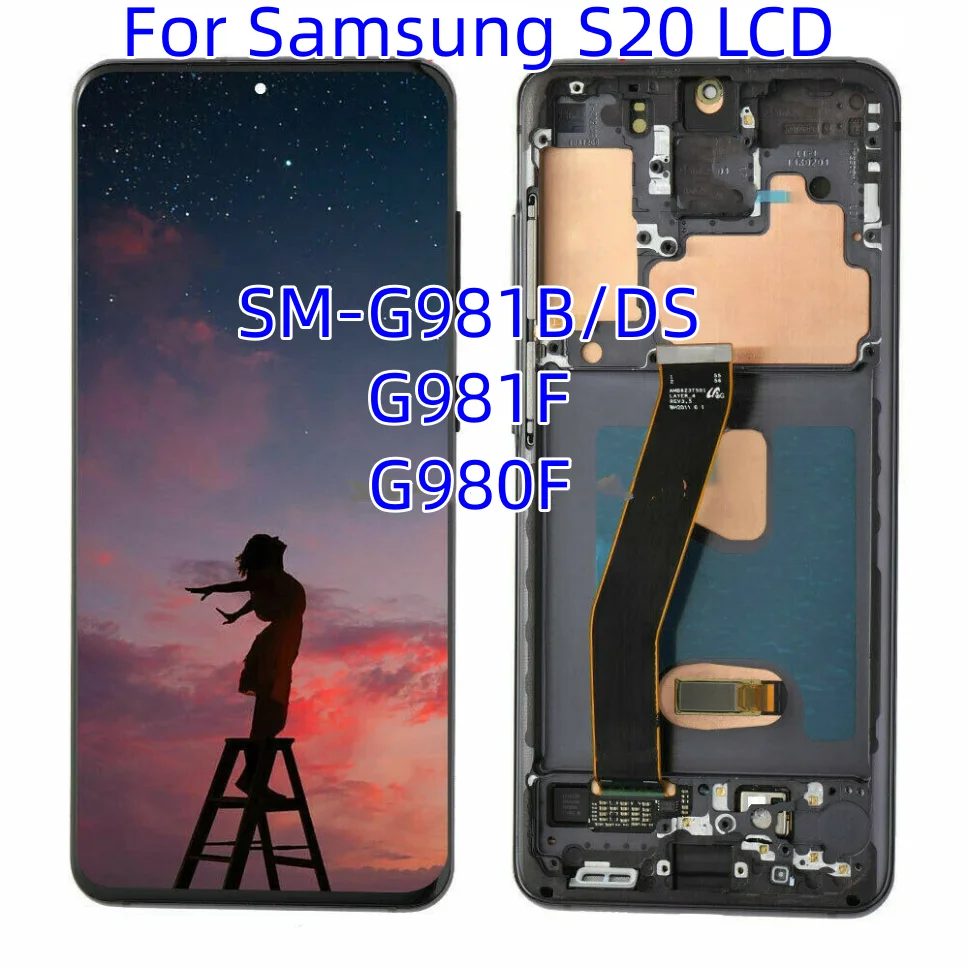 

Original AMOLED LCD Display For SAMSUNG Galaxy S20 Lcd G980 G980U G980F/DS Display Touch Screen Digitizer Assembly With Frame