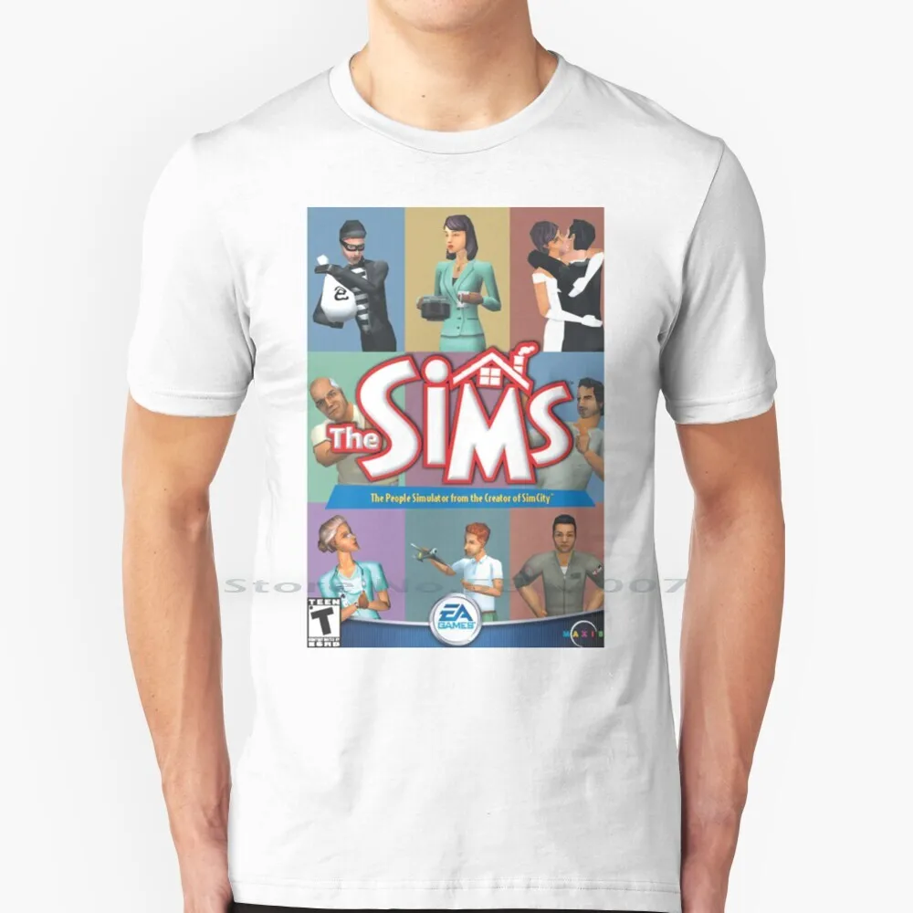 Футболка Sims 1 коробка с художественным рисунком 100% хлопок Maxis Ea Games симуляция