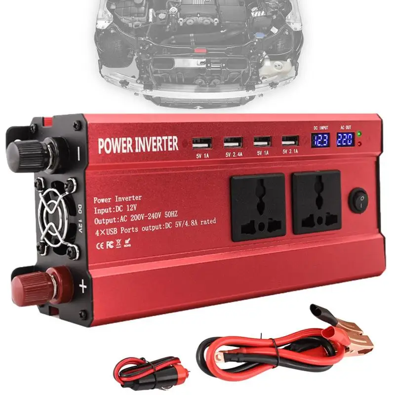 

Car Power Inverter 1200W Car Inverter LCD Display AC Converter With 4 USB Ports And 2 AC Outlet Car Charger Road Trip