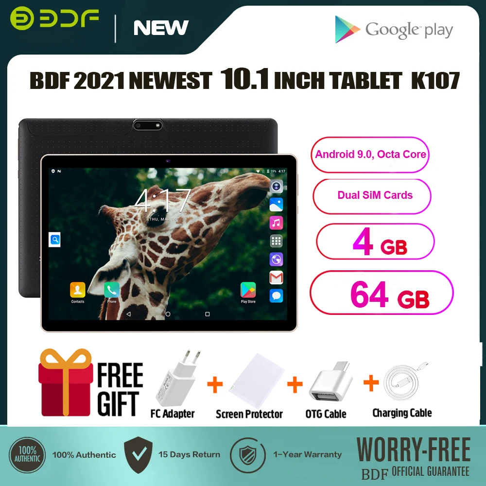 New Arrival 10.1 Inch Android 9.0 Tablet Pc Octa Core 4GB RAM 64GB ROM 3G Network Dual SIM Cards Phone Tablet WiFi GPS Bluetooth