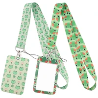 lb3021 cute frog green animal neck strap lanyards for key id card gym cell phone strap usb badge holder rope pendant keychain