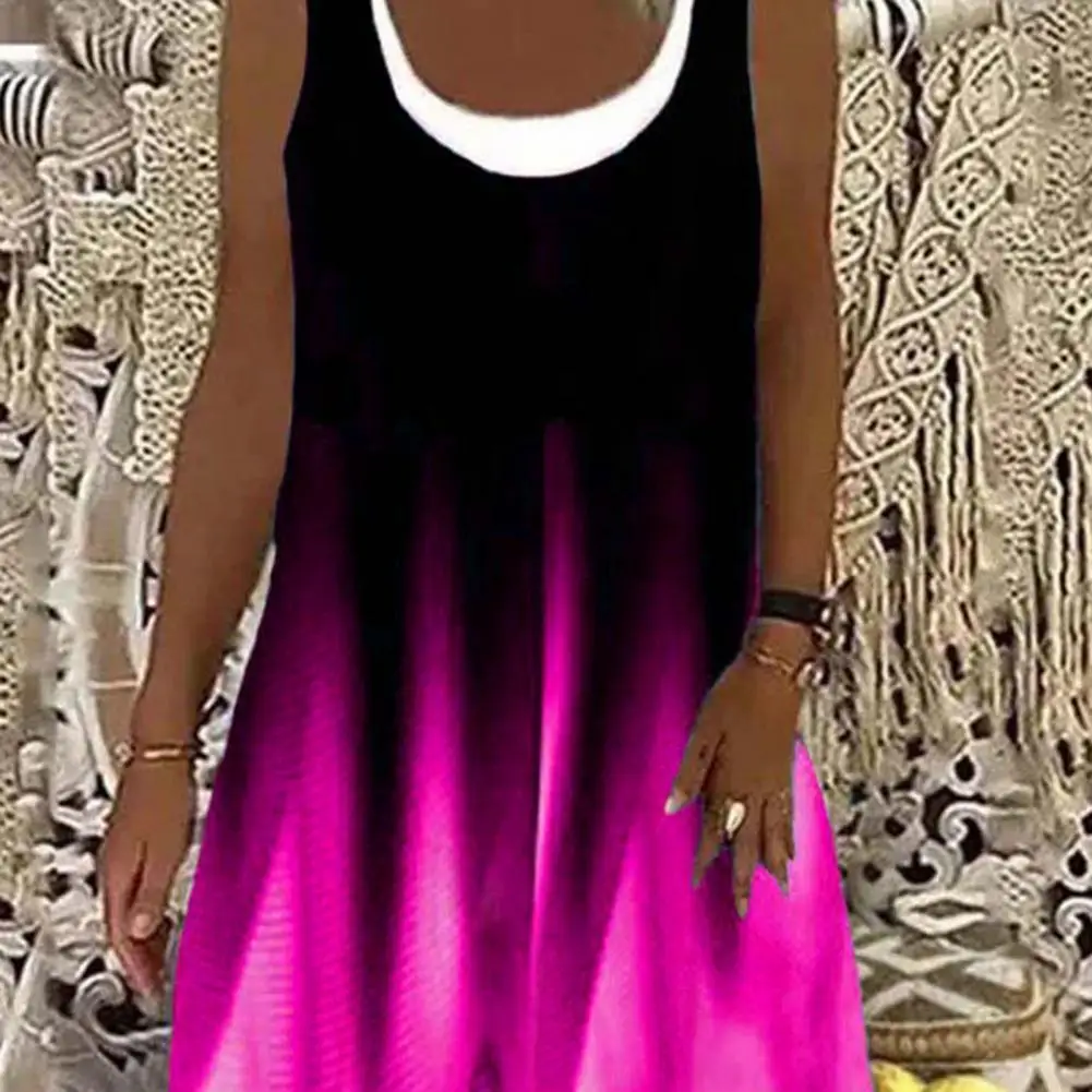 

Stylish Vest Dress O Neck Streetwear Tank Dress Gradient Design Sundress