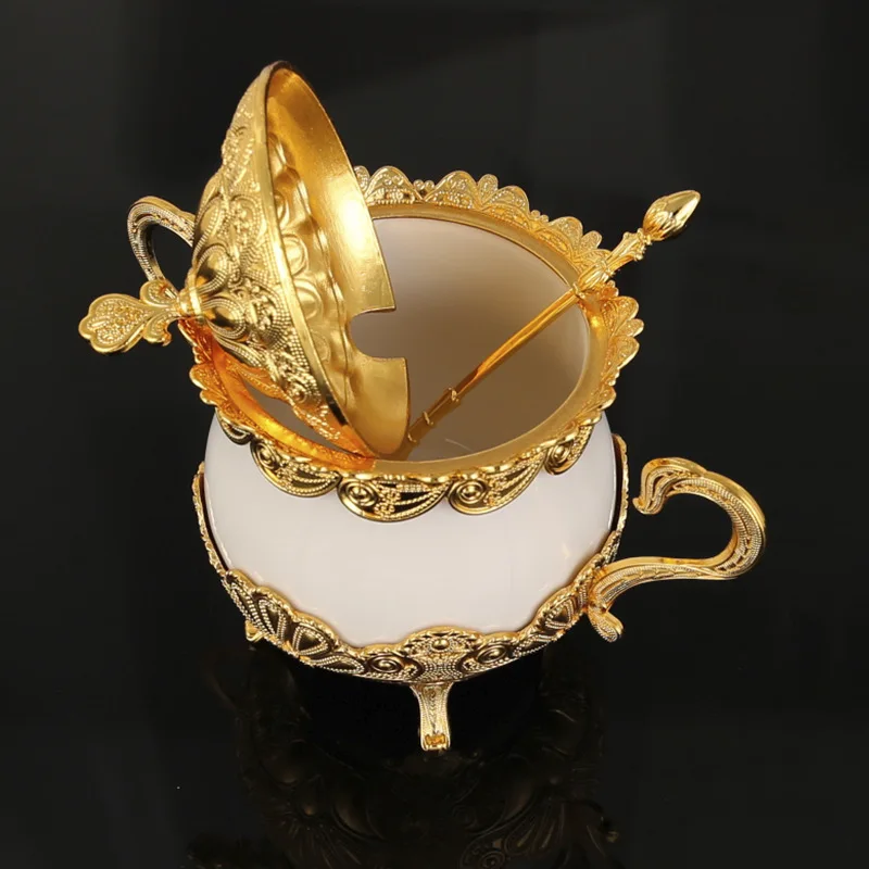 Европа Золотой/Серебряный Металл + керамический чай/кофе/сахар контейнеры для