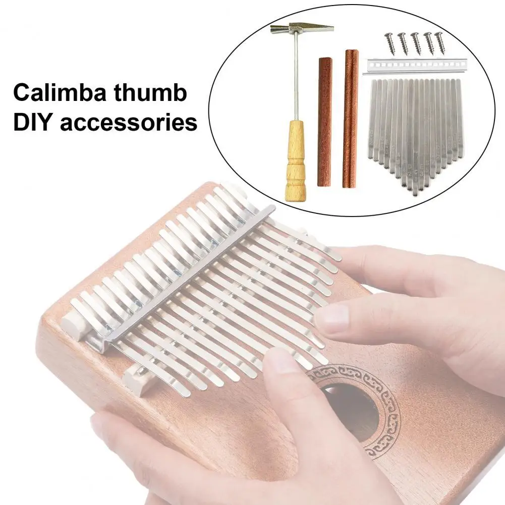 

17 Keys Kalimba Bridge Kits Solid Kalimba Keys Set Metal DIY Keys Bridge Thumb Piano Replacement Parts for Instrument