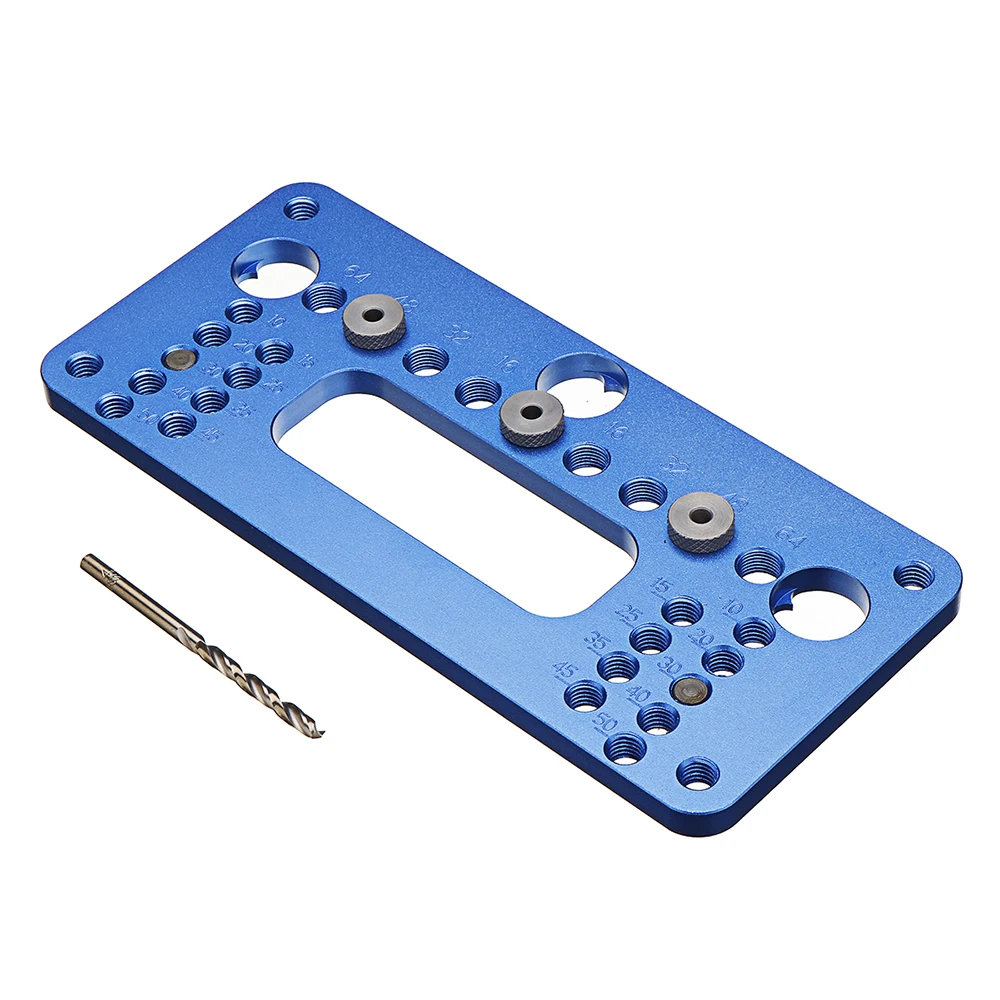 

Blue Aluminum Alloy Knob and Pull Cabinet Hardware Jig Adjustable Door Drawer Handle Knob Pull Drill Template Woodworking Tool