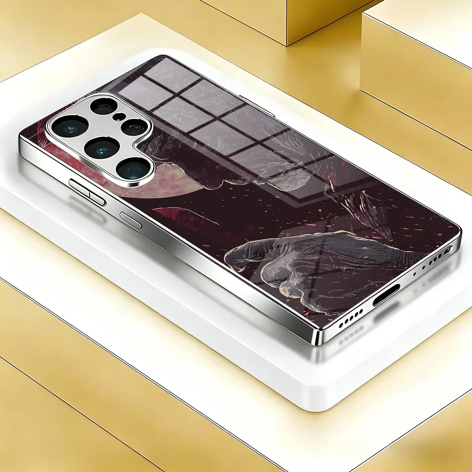 Фото Чехол для телефона Samsung S26 S25 S24 S23 S22 S21 Plus Ultra Note20, гальванизированный стеклянный чехол для телефона, классический дизайн по мотивам фильма «Пила» №1
