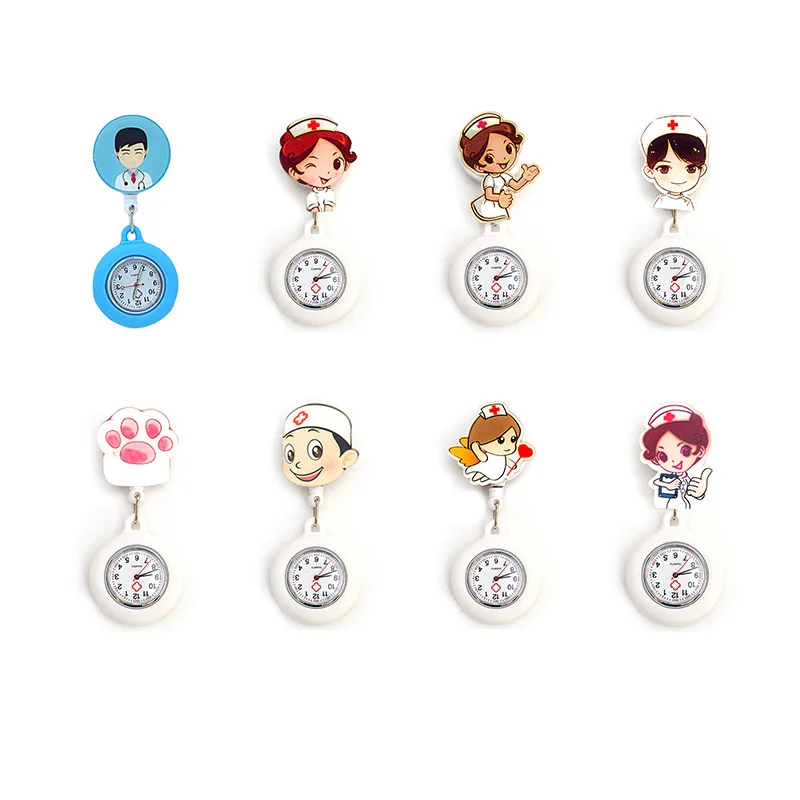 Fashion lovely cartoon table for doctor nurse Scalable Watches Clock Student Pocket Watch Luminous Portable Nurse Pocket Watch