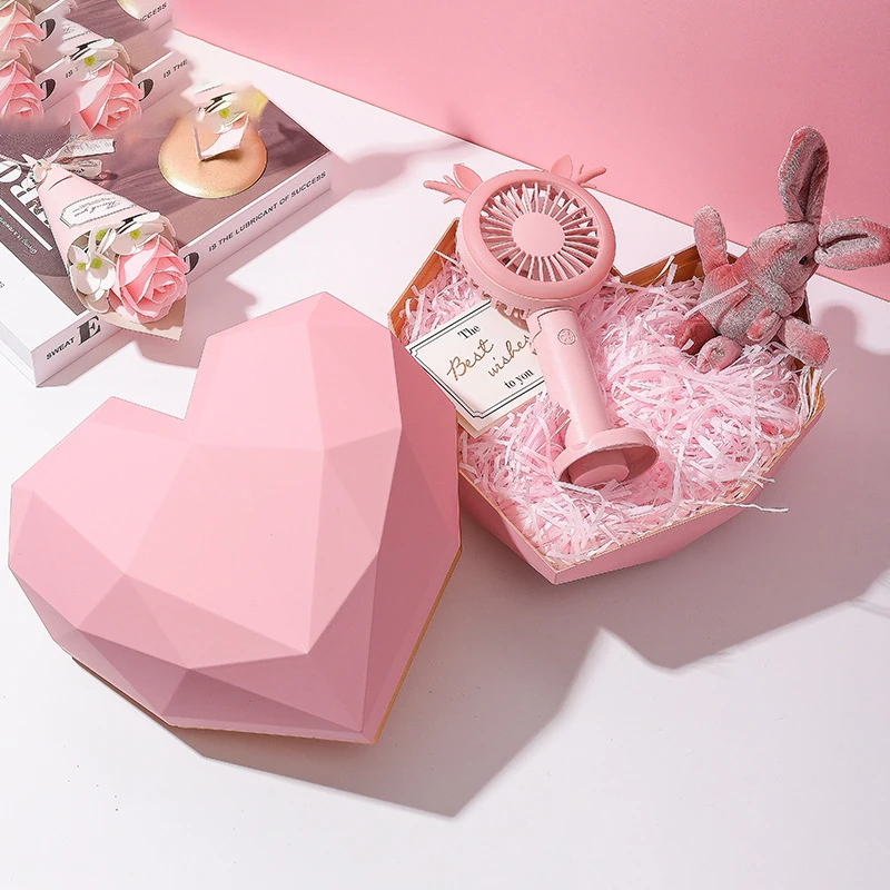 

New Diamond Heart Love Gift Box ABS Plastic Valentine's Day Gift Packaging Boxes Girls Birthday Party Wedding Rose Flower Box