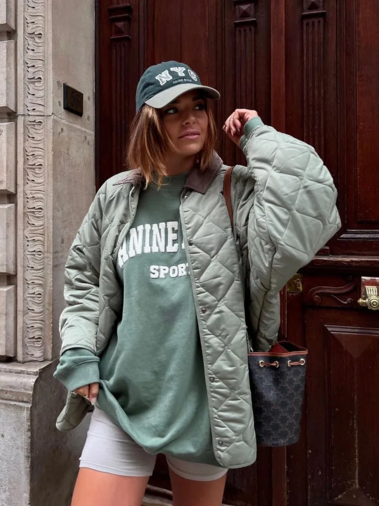 

Женское однотонное пальто с воротником-поло с длинным рукавом, Повседневная модная однобортная Свободная Женская куртка, Шикарная модель 2023, Женская Клубная уличная одежда