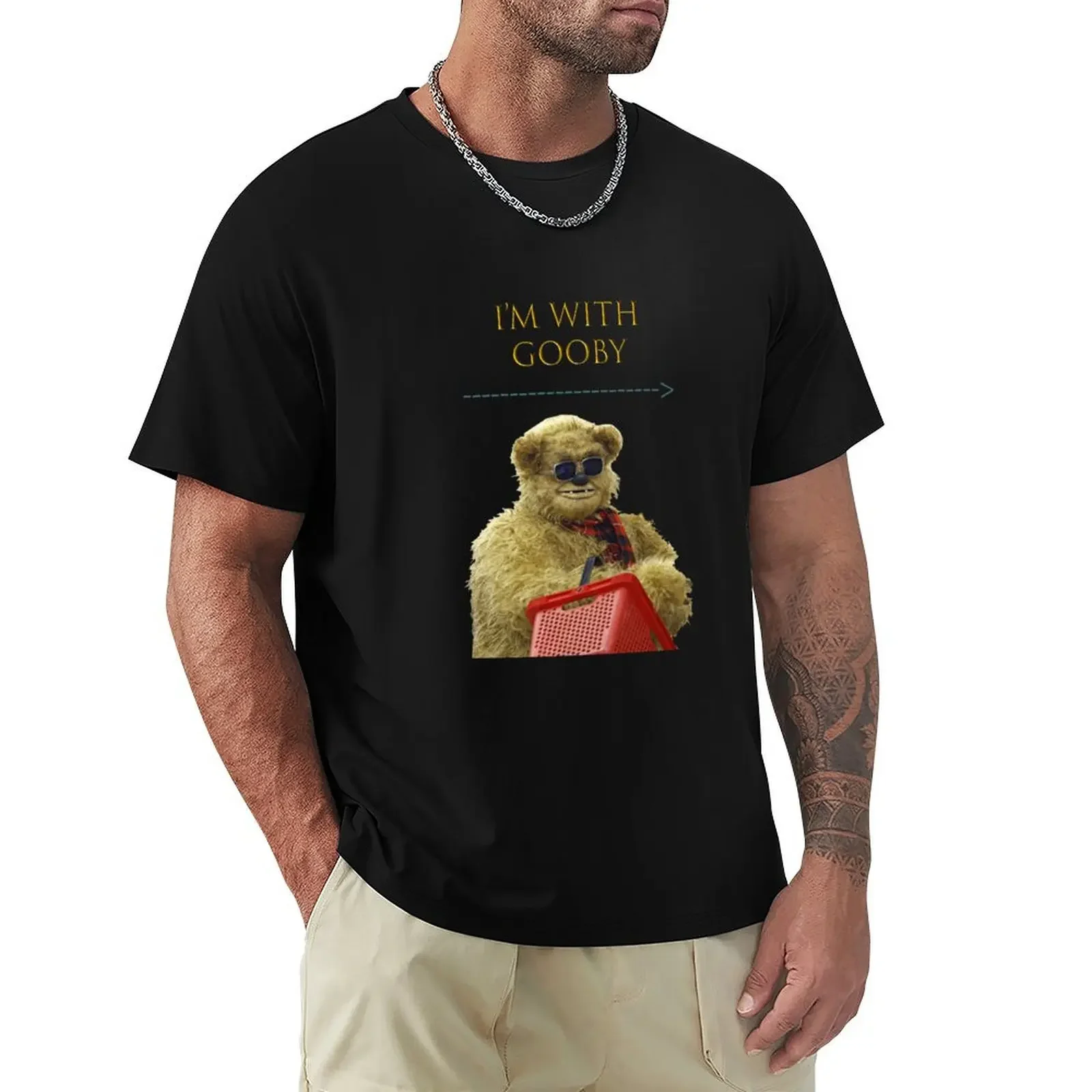 Футболка I'm With Gooby черные рубашки с аниме мужские рисунком