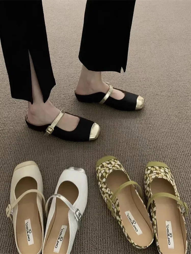 

Shoes Woman 2023 Slippers Flat Low Pantofle New Rome Slides Basic Mary Janes PU Rubber Shoes Woman 2023 Low Slippers Flat Pantof