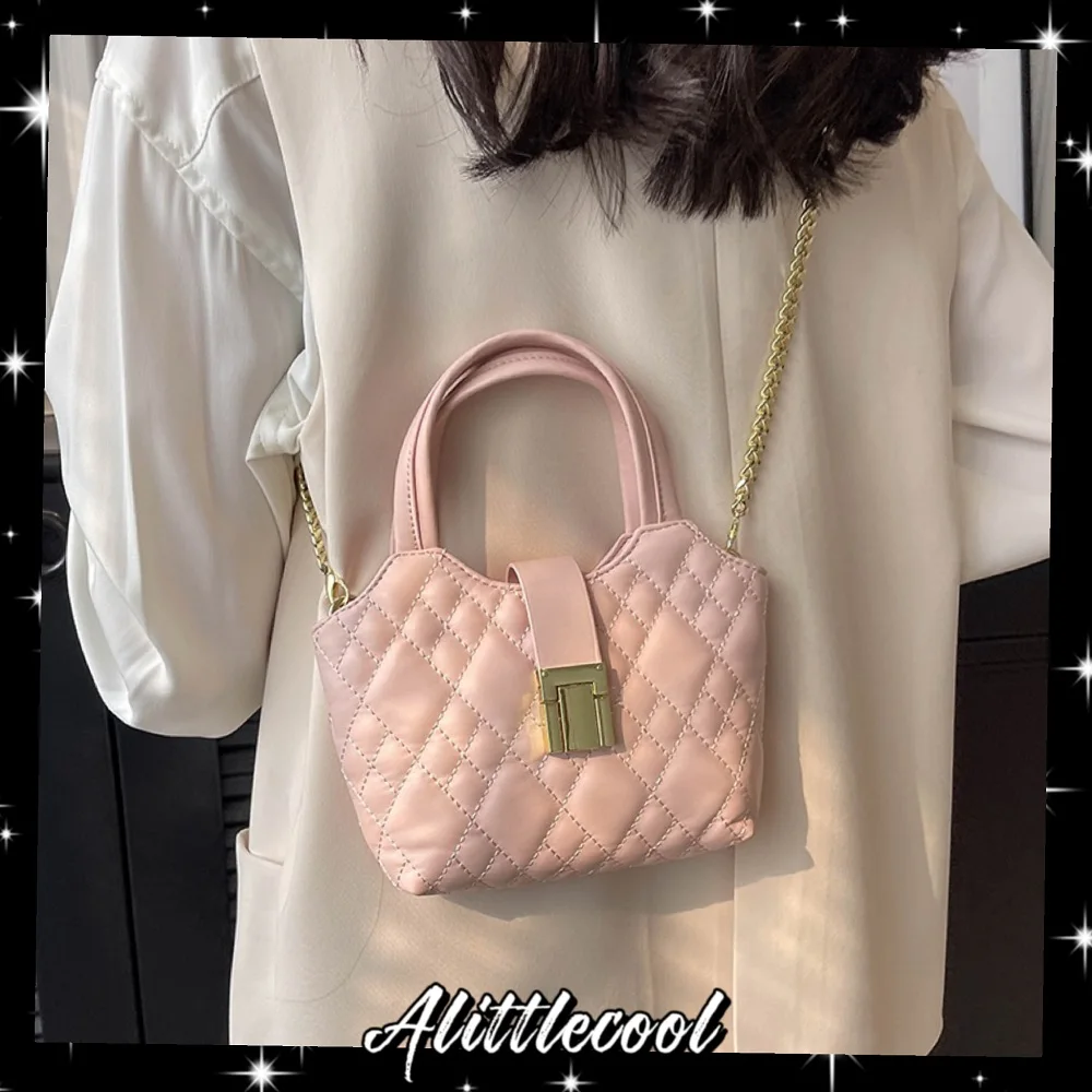 

Alittlecool New Plaid Women's Mini Handbag High Quality Pu Leather Chain Decorated Crossbody Bag Casual Fashion Brand Side Pack