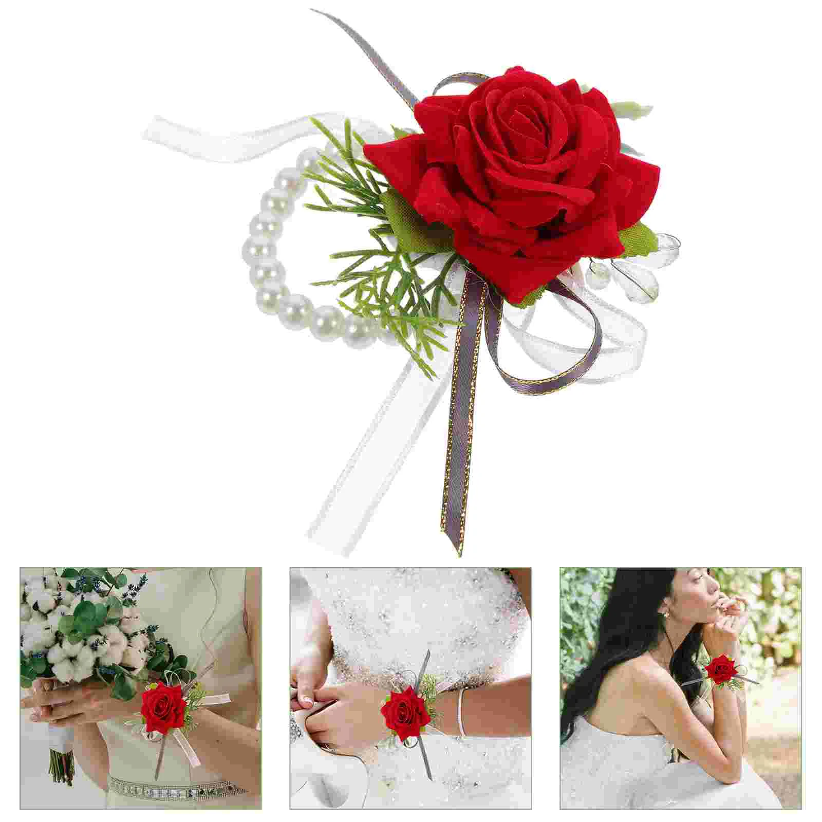 

Bridal Wrist Hand Flower Bridesmaid Wrist Flower Decor for Wedding Prom