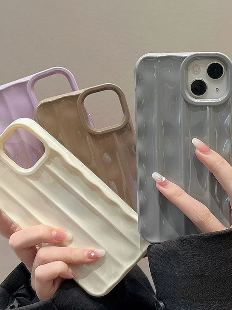 Premium Sense Pleated Phone Case for IPhone14 14Promax 13Promax 11Promax X XSMax 12 Soft Case Full Pack Protective Case Silicone