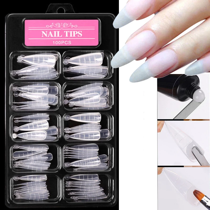

Full Cover Sculpted Nail Tips Fake Finger Polish Extension Tips Quick Building Mold False Tips Manicuring Tools Set Fake Nails
