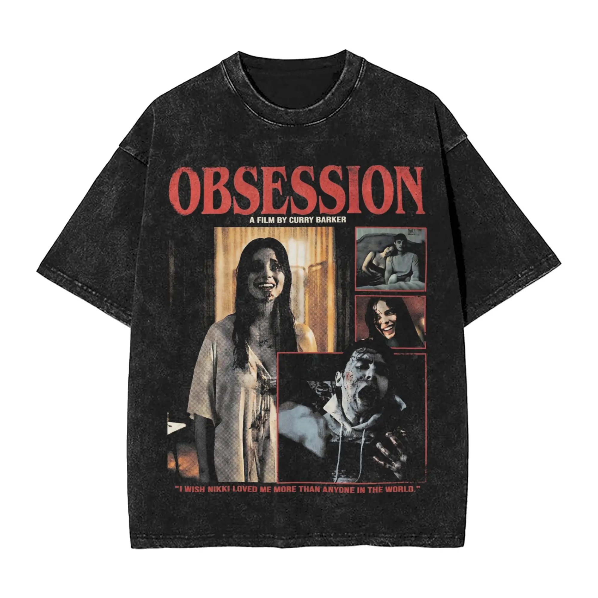 Фото Футболки с принтом «Обесществление» (Obsession) в стиле хоррор, винтажные, уличные, хип-хоп, для мужчин и женщин, из хлопка, с принтом в стиле Харадзюку №3