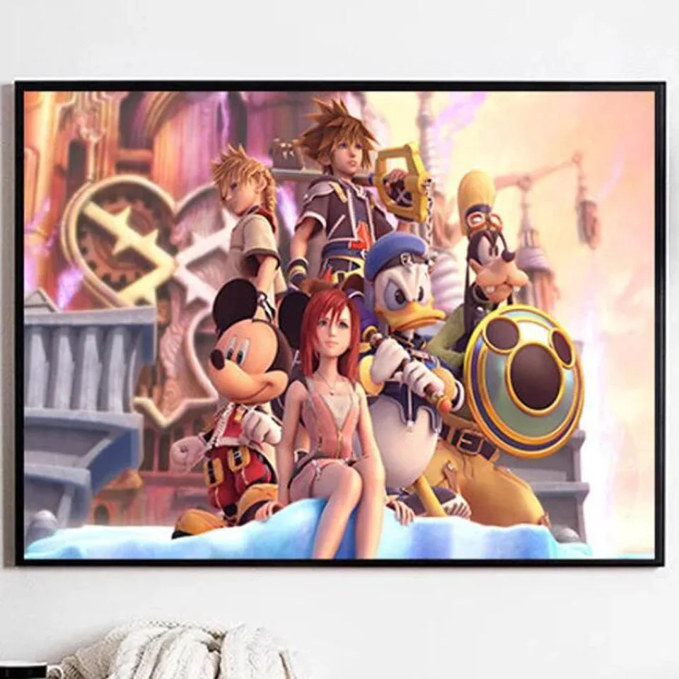 

Disney 5D DIY Diamond Painting Kingdom Hearts Anime Wall Art Full Round Square Mosaic Embroidery Cross Stitch Kit Home Decor