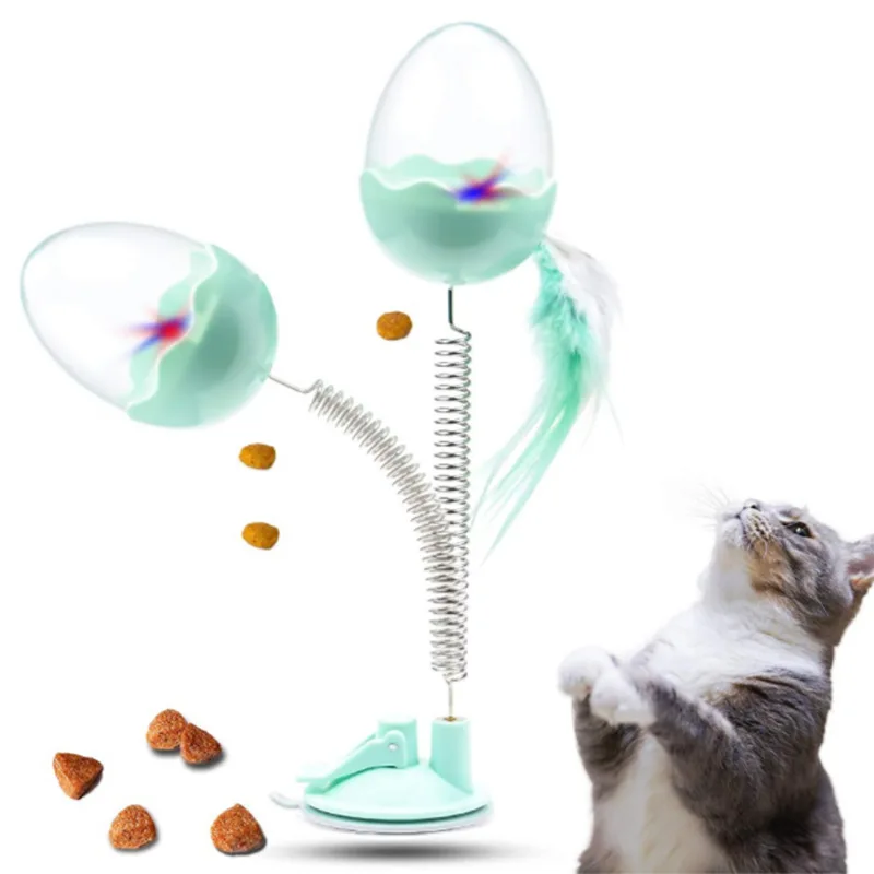 

2022 Cat Feather Leaking Ball Pet Tumbler Flashing Ball Leaking Food Cats Educational Toy Interactive Funny Cat Stick Pet Stuff