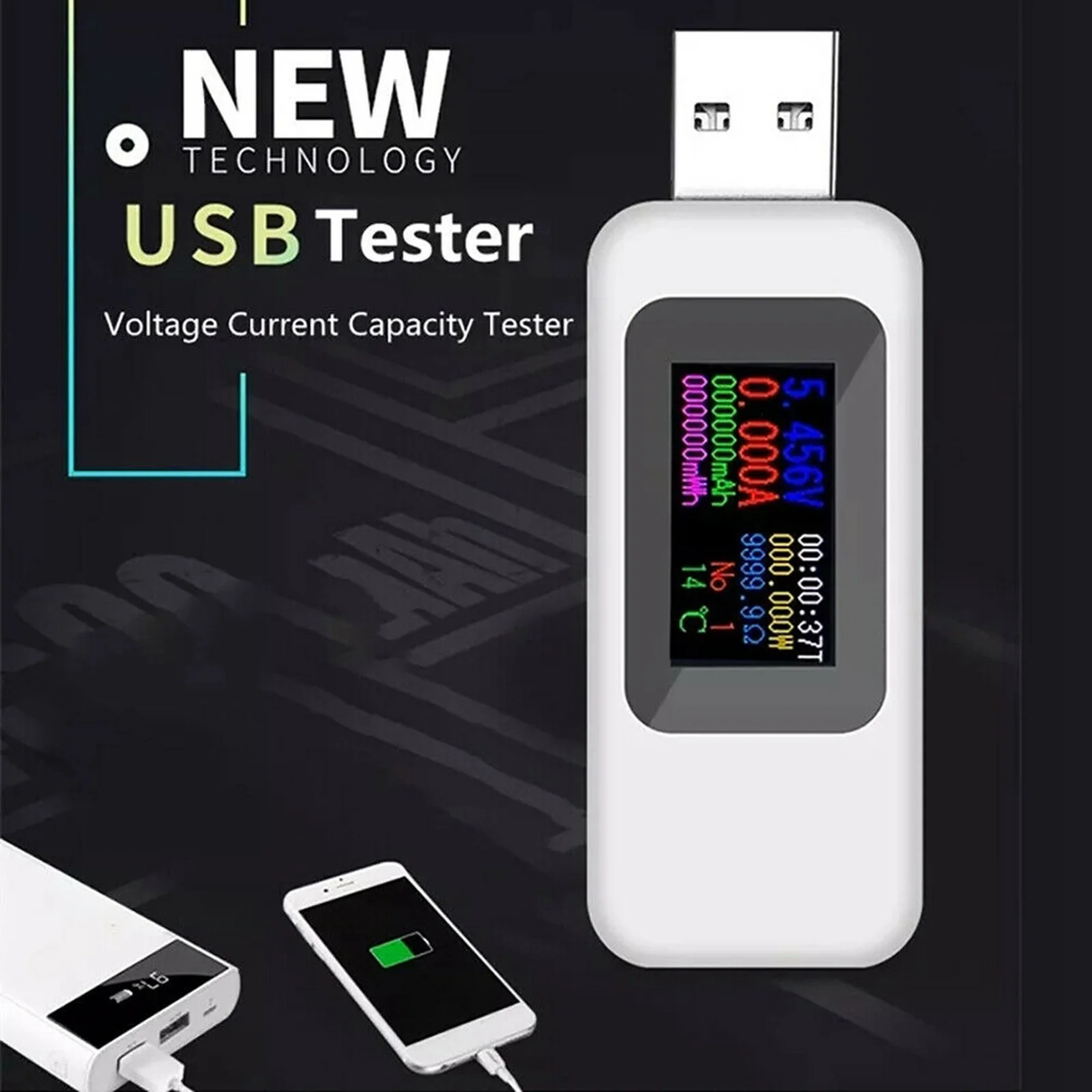 

Voltmeter Current Meter Charge Ammeter Power Voltage Detector Type-C USB Tester