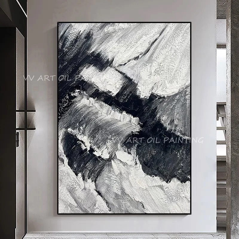 

Large size grey canvas handmade oil painting abstract modern canvas wall art sitting room adornment colourful flower painting