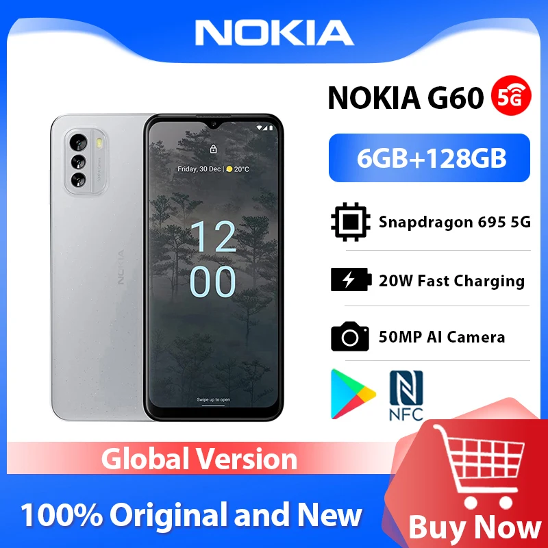 Nokia G60 5G Smartphone  6GB 128GB Snapdragon 695 5G FHD+ 6.