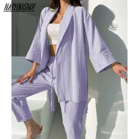 women casual tracksuit pants set long sleeve loose shirt tops and high waist pants two piece set 2022 summer trousers outfits