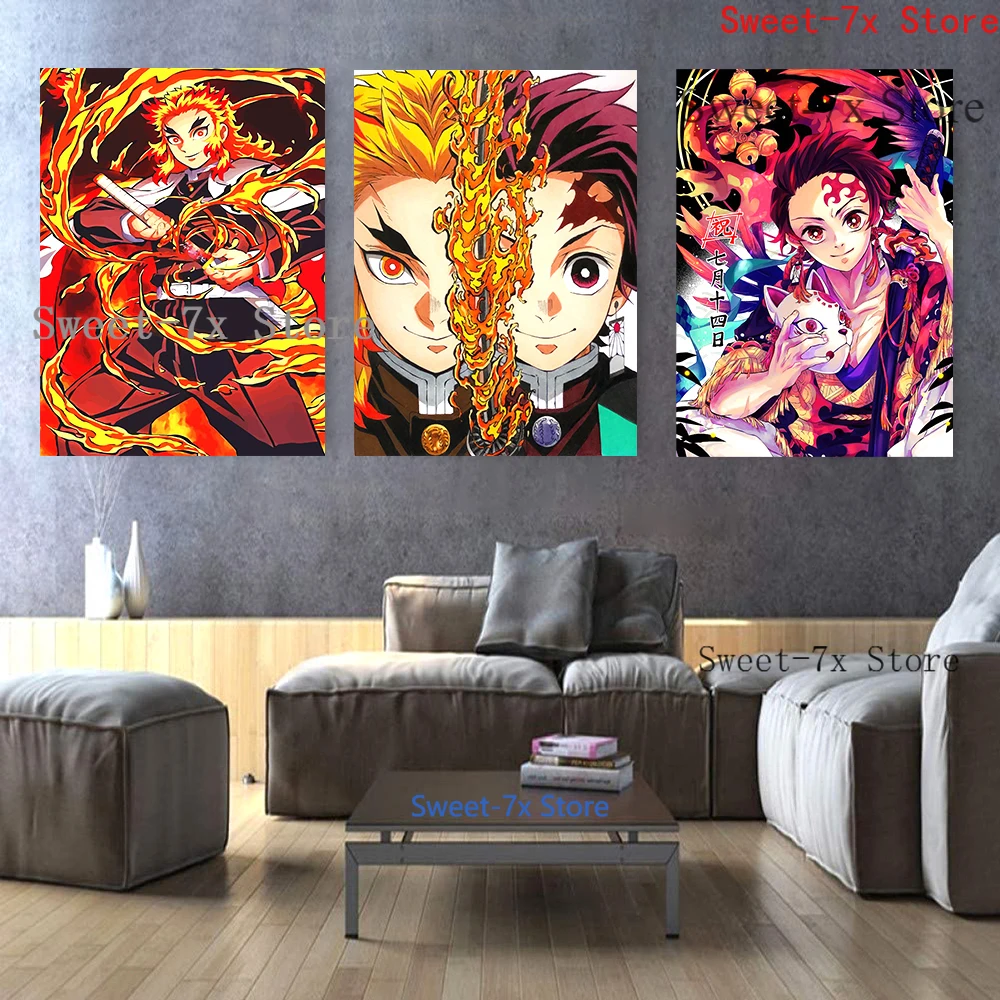 

Classic Anime Demon Slayer Canvas Painting Art Nordic Posters and Prints Wall Pictures for Living Room Decoration Frameless