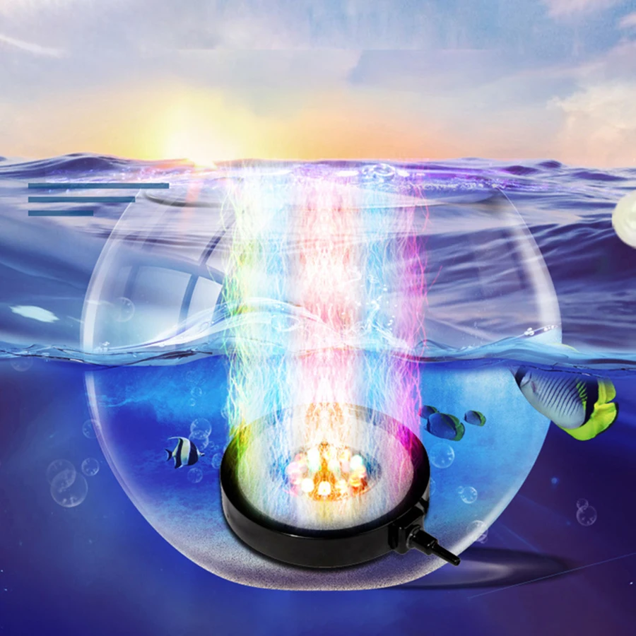 

Round Colorful Aquarium Light LED Waterproof Fish Tank Clip Light Underwater Decor Lighting Submersible Lamp Plant Grow Lamp