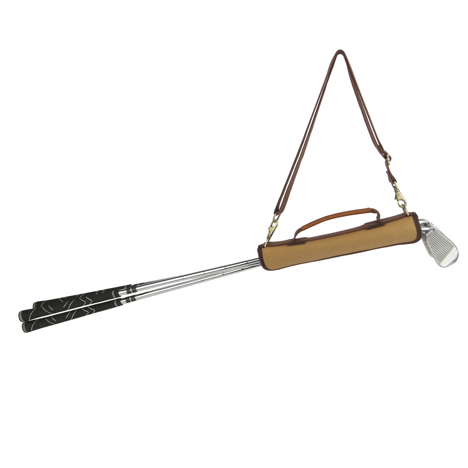 Tourbon Vintage Canvas Golf Club Head Pouch Carrier Fleece Padded Golf Club Carrier Canvas & Leather Golfing Clubs Bag  1Set