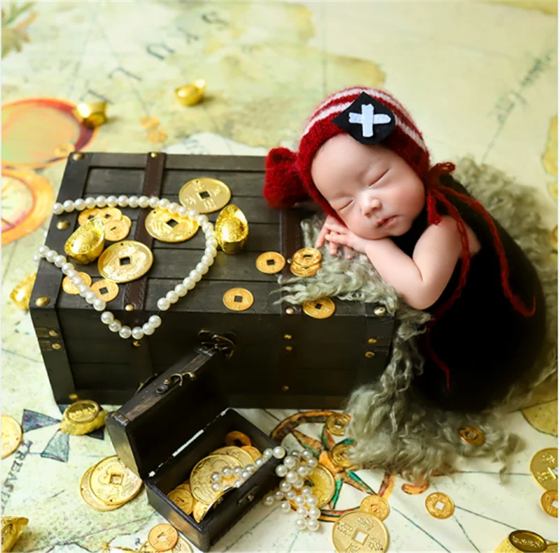 Newborn Photography Props Pirate Rich Man Jewellery Theme Set Backdrop Outfit Fotografia Accessories Studio Shooting Photo Props