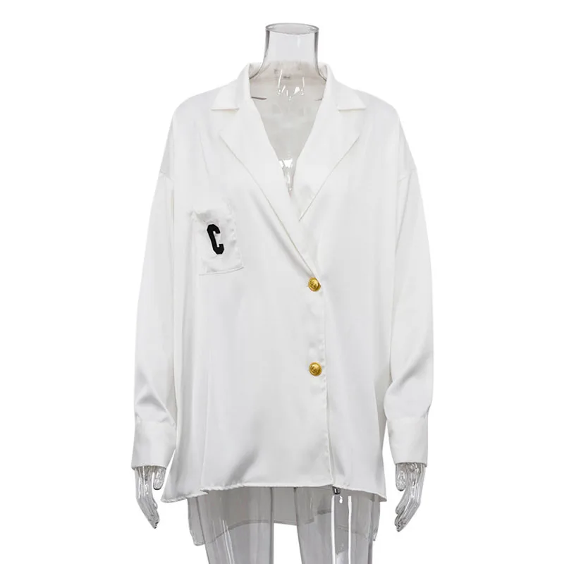 2023 Женская модная Свободная рубашка с длинным рукавом и воротником в пригородном