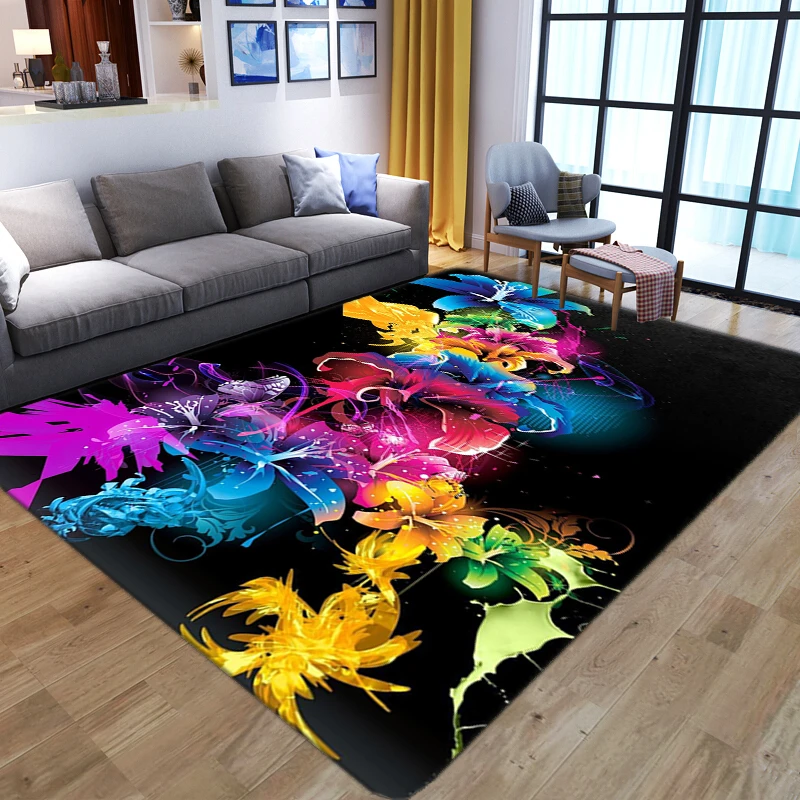 

Современный красочный цветочный 3D коврики с принтом для гостиной, спальни, прикроватного дивана, напольный коврик, нескользящий коврик для ...