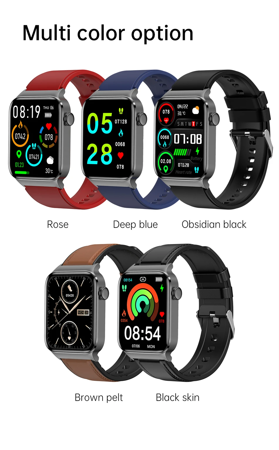 P-LUXURY 2023 New T50 Smart Watch 1.85''TFT Color Screen BT Call Voice Assistant Blood Pressure Heart Rate Touch Screen Watch